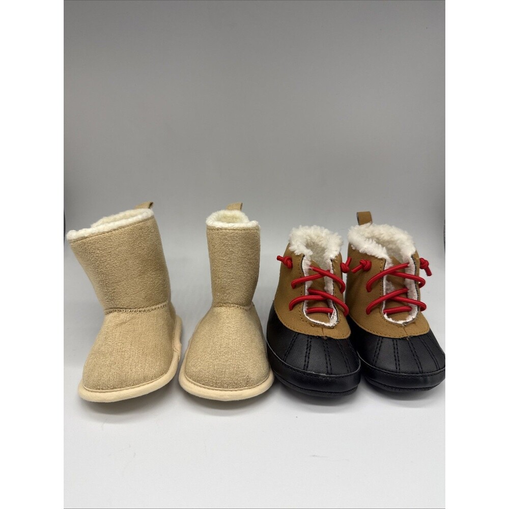Baby Boots Lot 2 Carter’s 0-3M Rising Star 3-6M Winter Infant Booties Cabin Core